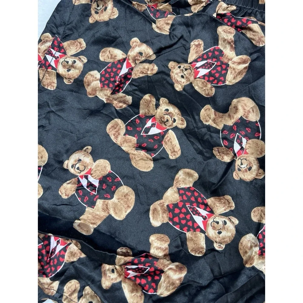 Vintage 90s Addiction Mens 100% Silk  Boxer Shorts Teddy Bear Hearts‎ L